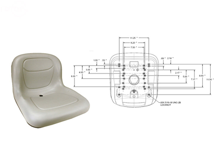 # 13342 HIGH BACK SEAT 15" GREY
