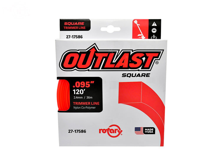 # 17586 TRIMMER LINE .095 X 120' OUTLAST SQUARE RED