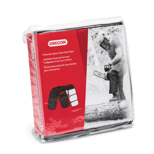 Oregon® Protective Chainsaw Chaps, Black, 8 layers of breathable warp knit chainsaw protection, One Size Fits All 563979