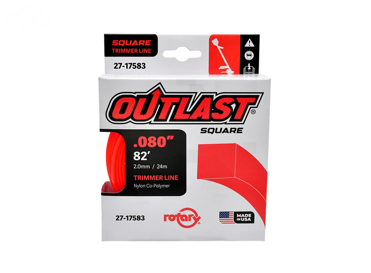 # 17583  TRIMMER LINE .080 X 82' OUTLAST SQUARE RED