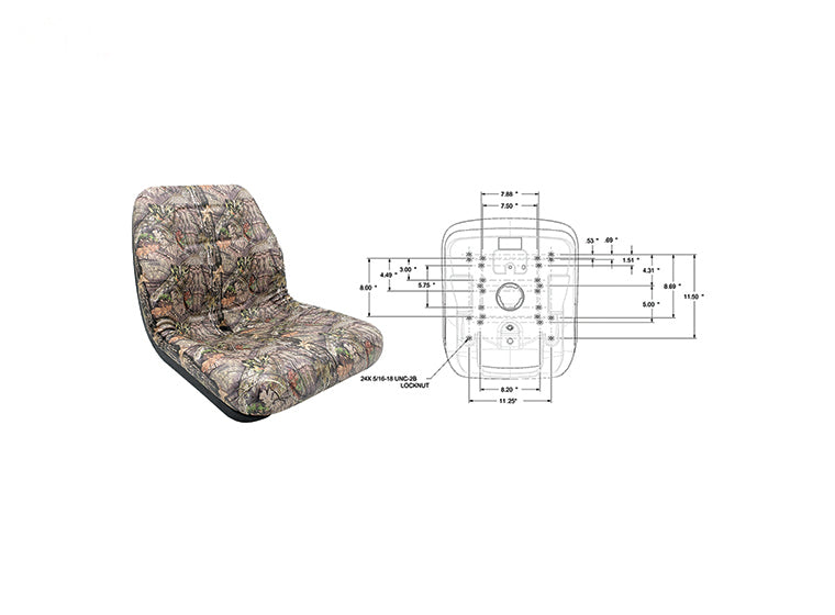 # 17763  VINYL CAMO 18" HIGH BACK SEAT