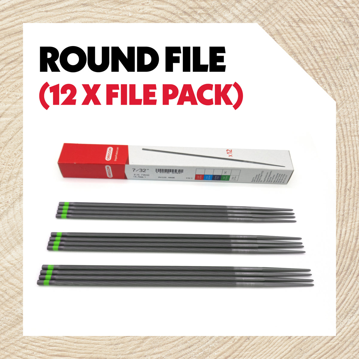Oregon Round Files, 7/32", 12-Pack