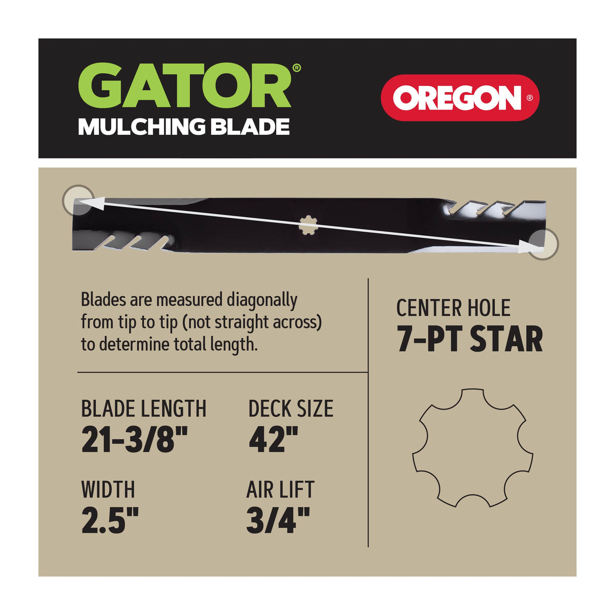 Oregon® Riding Lawnmower Gator Blade for 42 in. Deck, Fits John Deere Riding Mowers, Set of 2 (92-615)