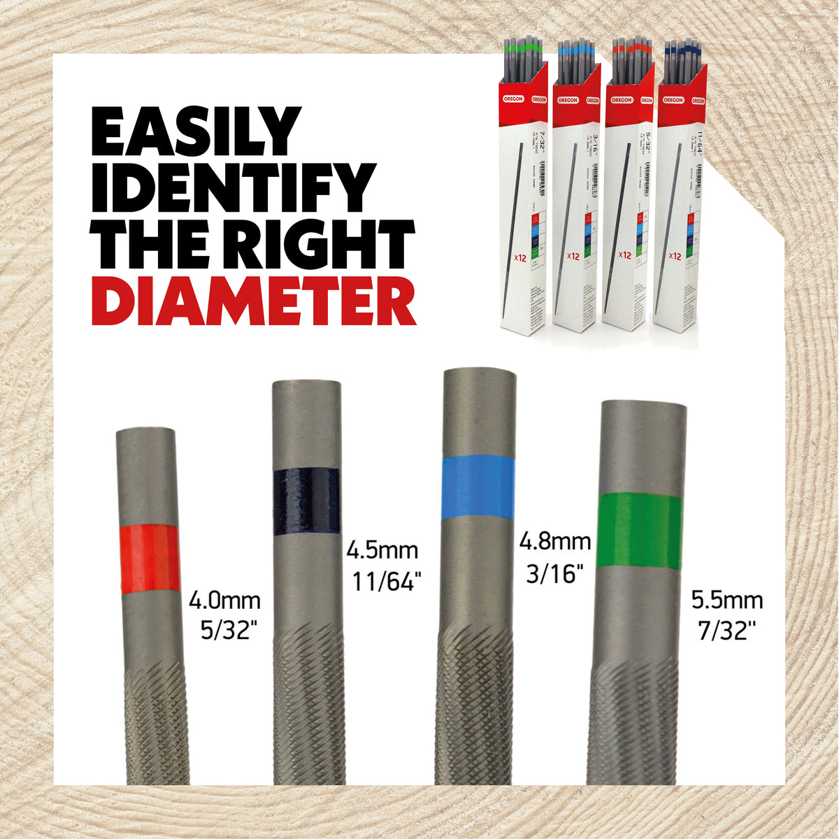 Oregon Round Files, 7/32", 12-Pack