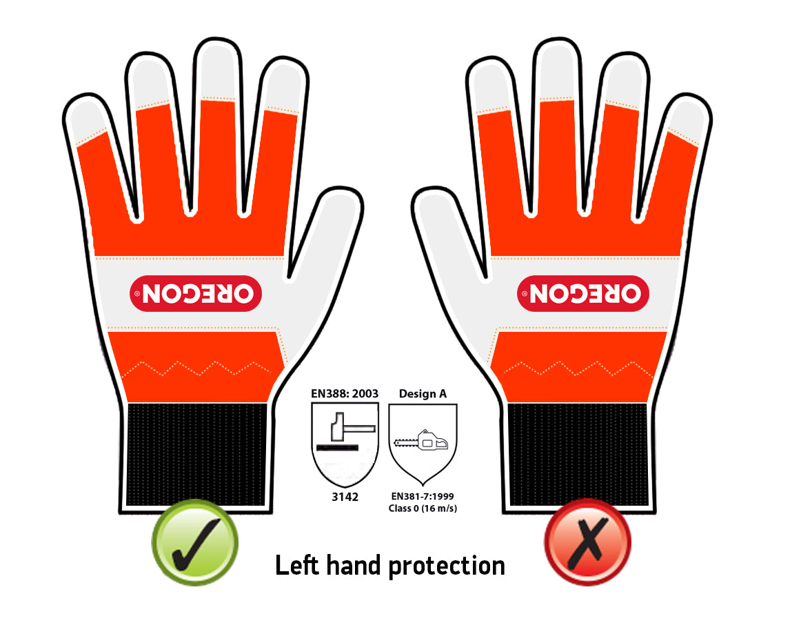 Oregon Chainsaw Left-Hand Protection Leather Gloves – Extra Large (size 11) (91305XL)