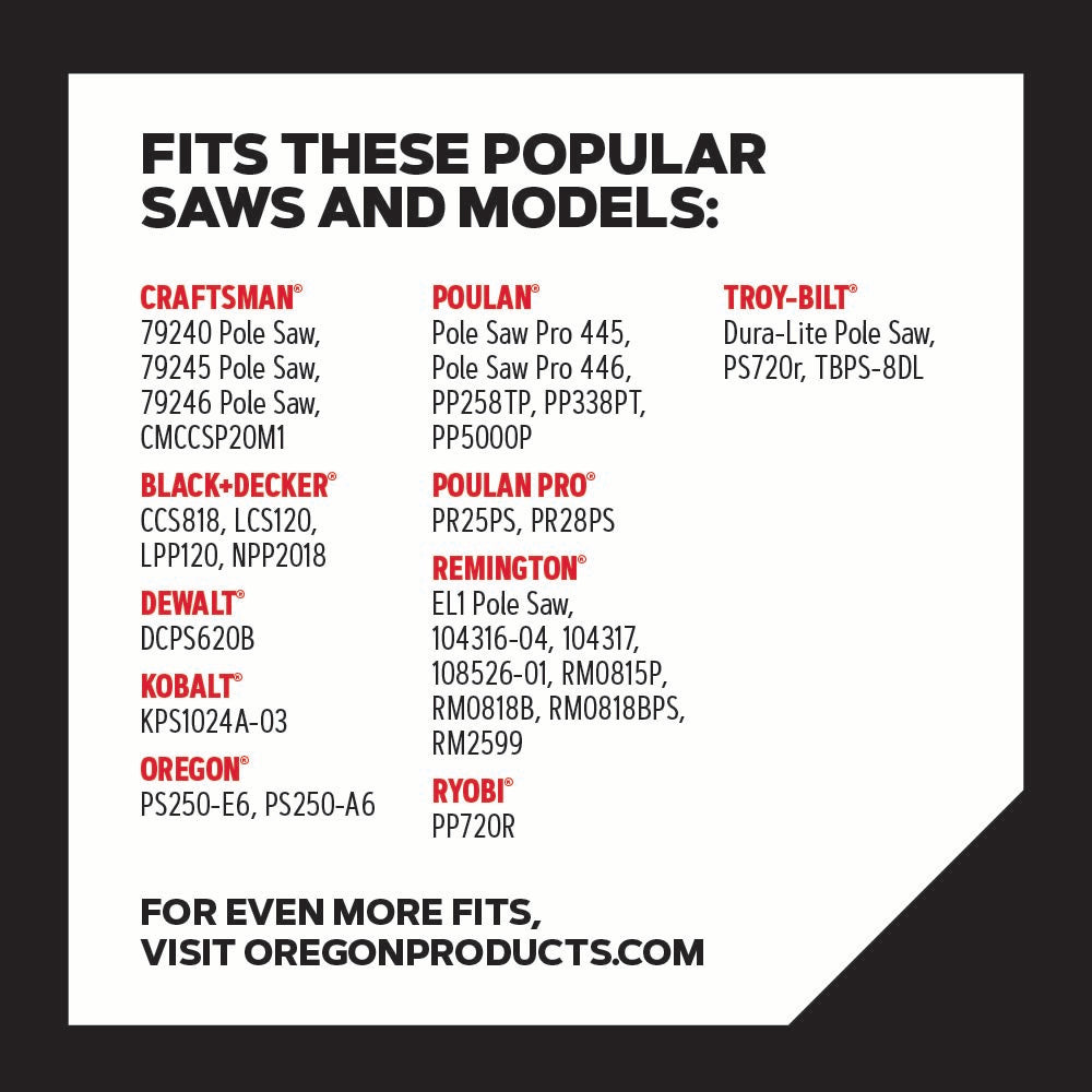 Oregon 90PX Polesaw Chain for 8 in. Bar - 34 Drive Links - fits Poulan, Remington, Craftsman, Black + Decker, Ryobi, Dewalt and more