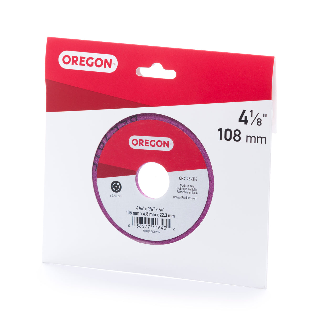 Oregon® Vitrified Grinding Wheel for sharpening Chainsaw Chain, for 3/8 in., 0.404 in. and 0.325 in. Pitch Chain OR4125-316A
