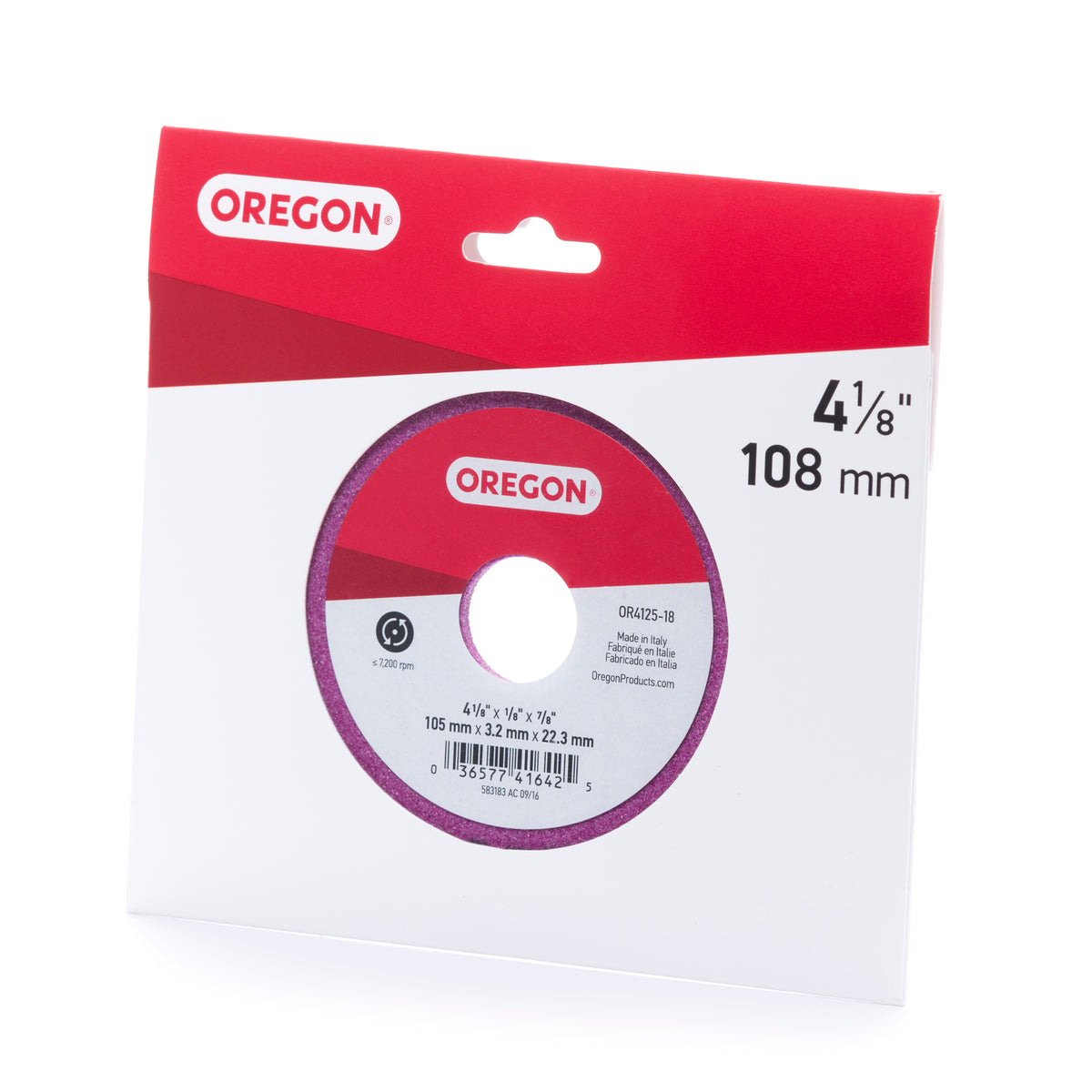 Oregon Vitrified Grinding Wheel for sharpening Chainsaw Chain, for 1/4 in., 3/8LP in. and 0.325 in. Pitch Chain OR4125-18A