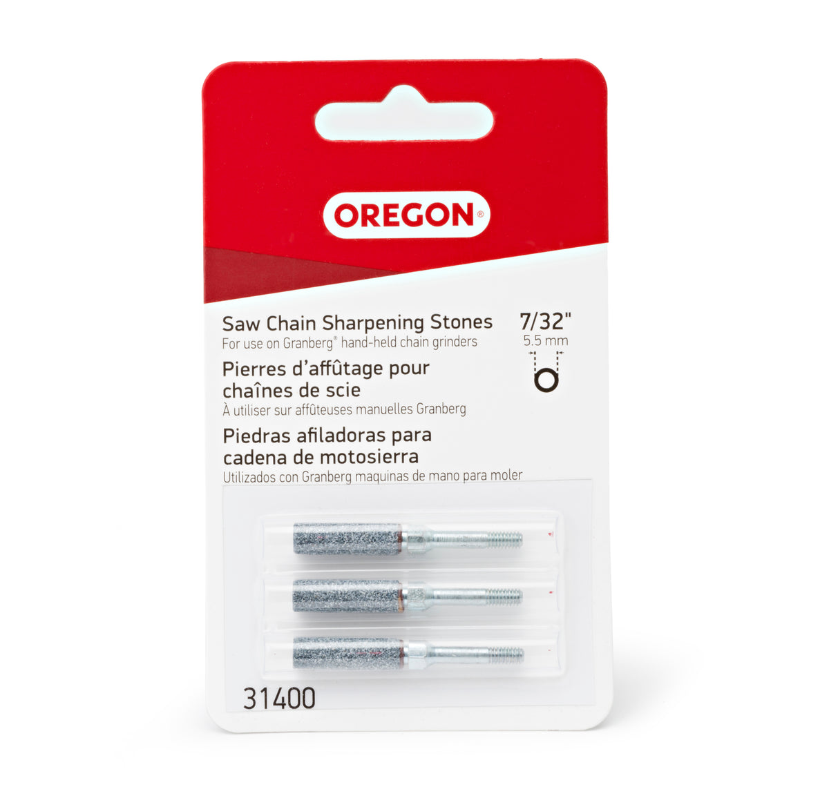 Oregon Sharpening Stones, 7/32", 3-Pack - 31400