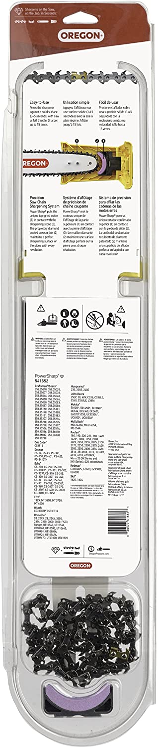Oregon PowerSharp Starter Kit 14 in., Fits Echo, Husqvarna, Craftsman, PS52 Chain, guide bar and bar-mount sharpener (541652)