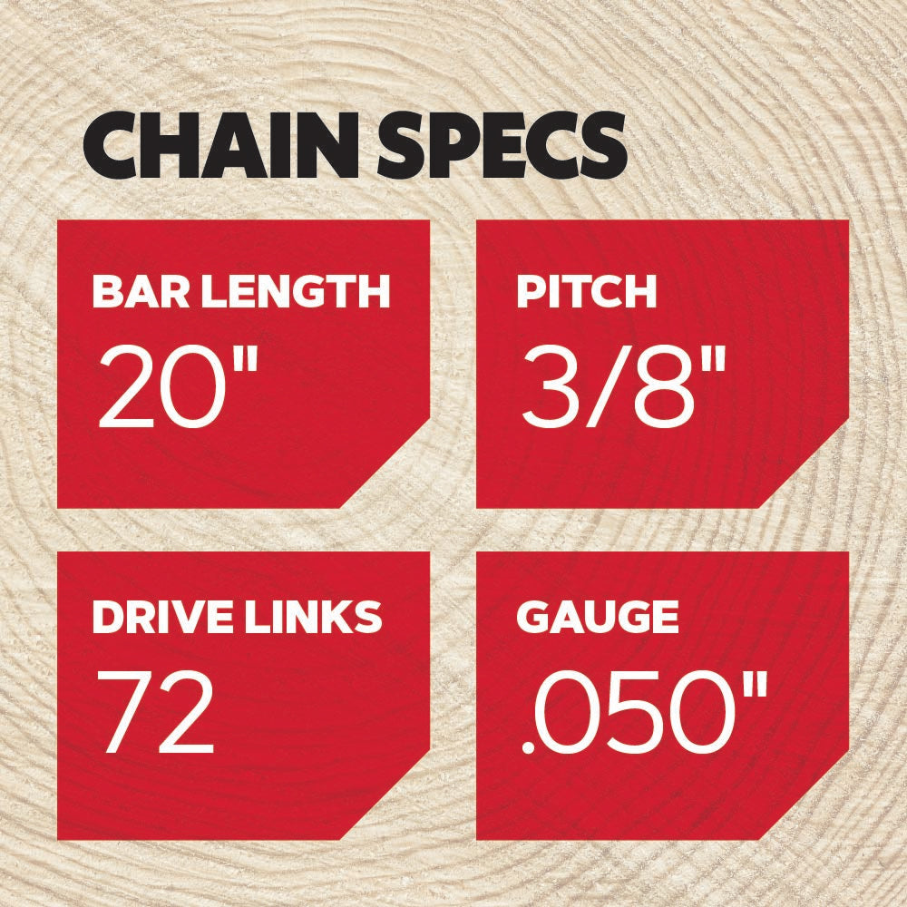 Oregon 20 in. Chainsaw Bar & D72 Chain, Fits Husqvarna, Jonsered, Makita, Craftsman, Poulan and more (584818)