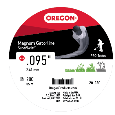 Oregon Magnum Gatorline Supertwist Trimmer Line, .095" inch by 282 Foot