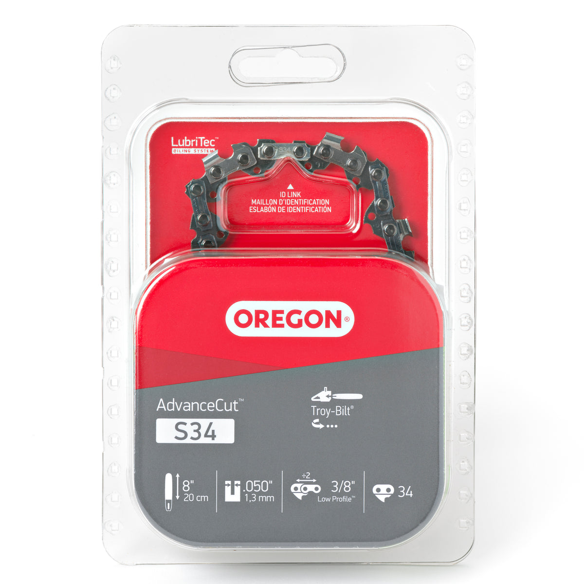 Oregon S34 AdvanceCut Saw Chain for 8 in. Bar - 34 Drive Links - fits models from Troy Bilt