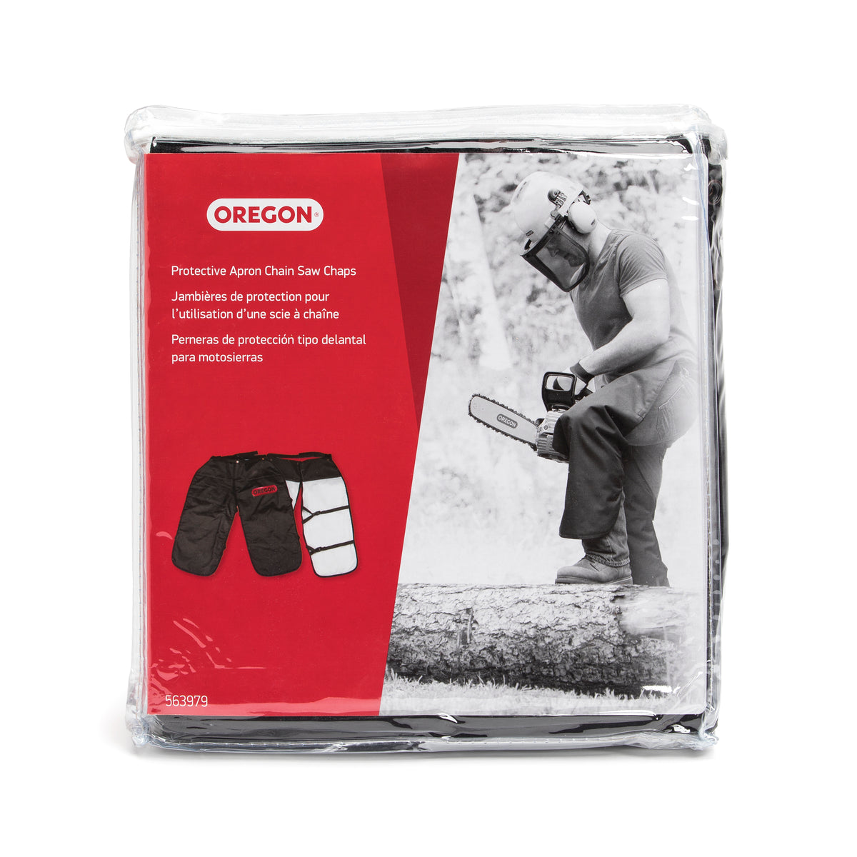 Oregon® Protective Chainsaw Chaps, Black, 8 layers of breathable warp knit chainsaw protection, One Size Fits All 563979