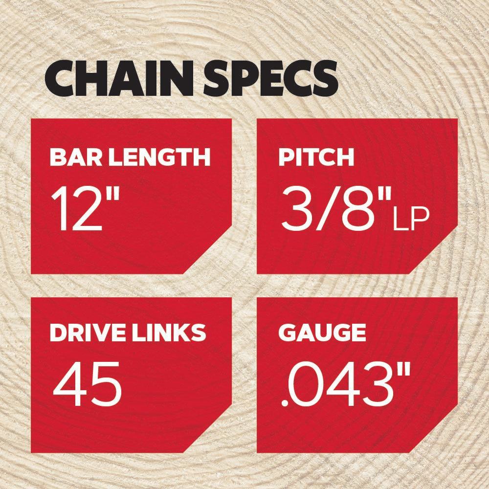 Oregon 90PX AdvanceCut Chainsaw Chain for 12-Inch Bar -45 Drive Links – fits Echo, Makita, Craftsman, Husqvarna, Ryobi and more