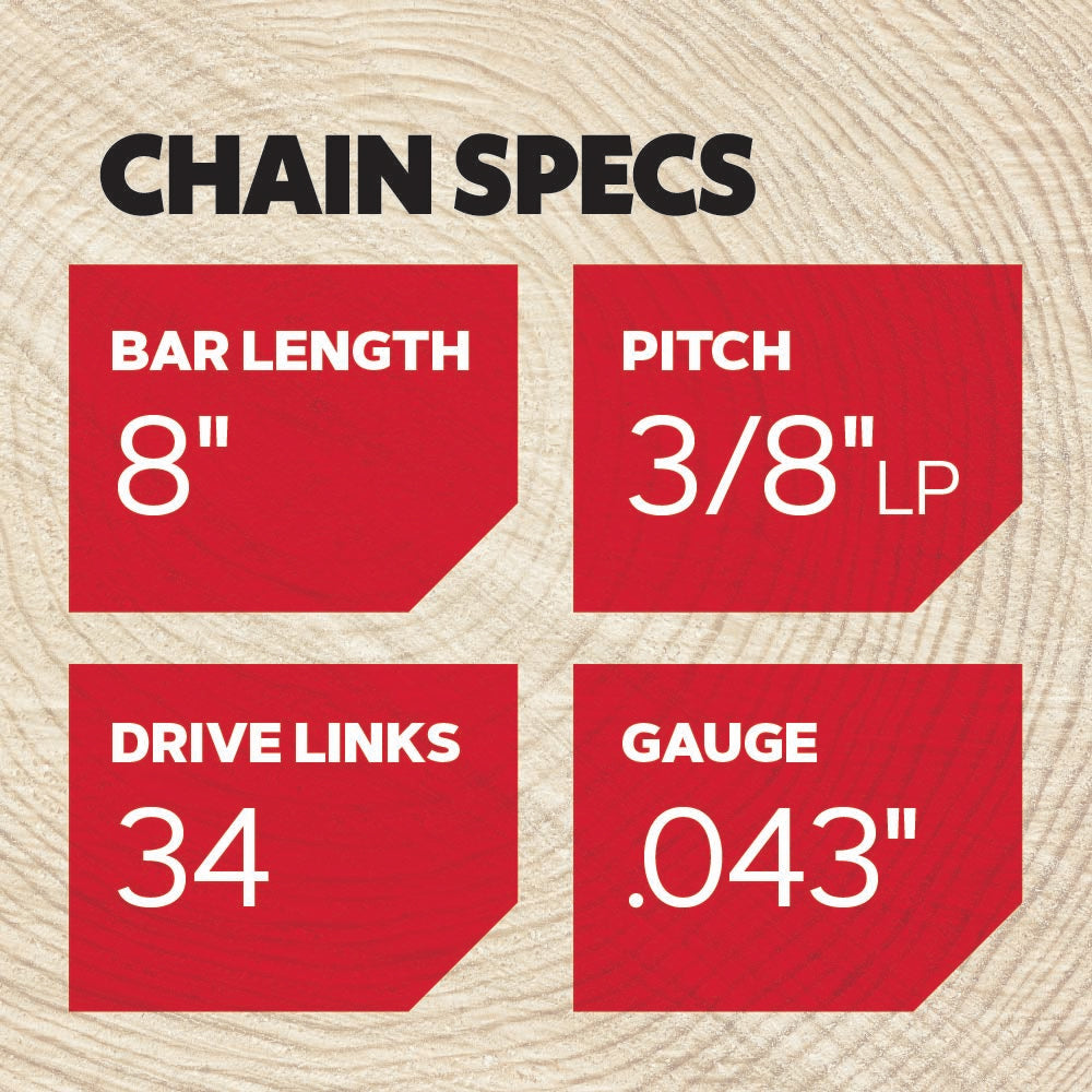 Oregon 90PX Polesaw Chain for 8 in. Bar - 34 Drive Links - fits Poulan, Remington, Craftsman, Black + Decker, Ryobi, Dewalt and more
