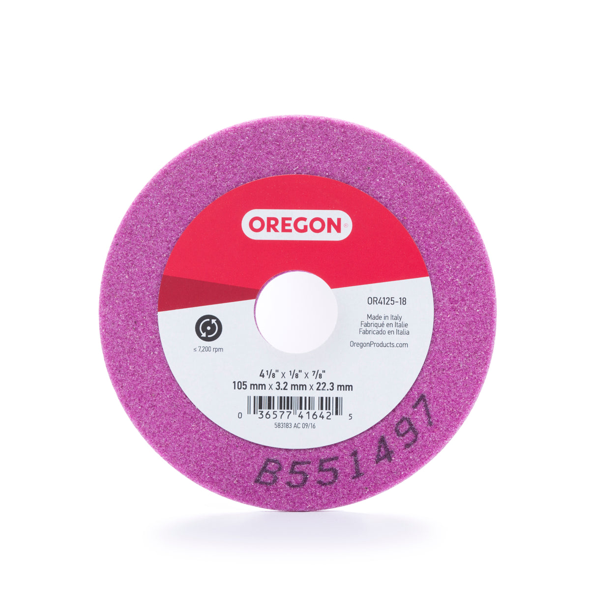 Oregon Vitrified Grinding Wheel for sharpening Chainsaw Chain, for 1/4 in., 3/8LP in. and 0.325 in. Pitch Chain OR4125-18A