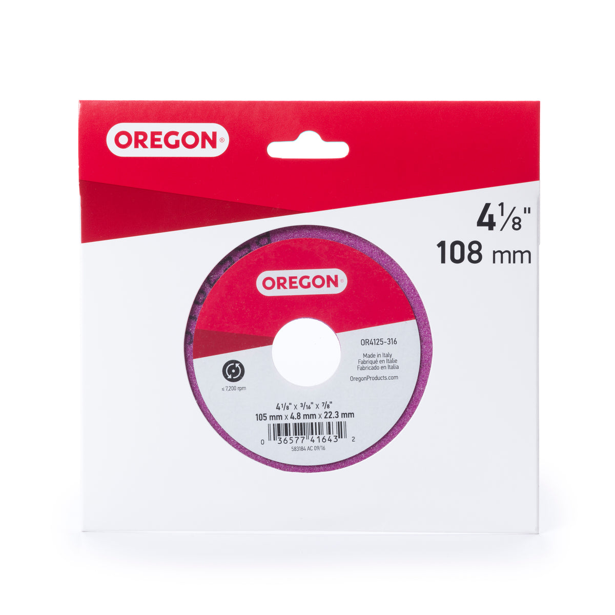 Oregon® Vitrified Grinding Wheel for sharpening Chainsaw Chain, for 3/8 in., 0.404 in. and 0.325 in. Pitch Chain OR4125-316A